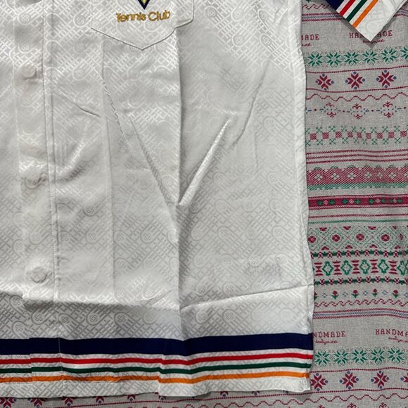 Casablanca Knitted Collar Short Sleeve Shirt White - Picture 4 of 8